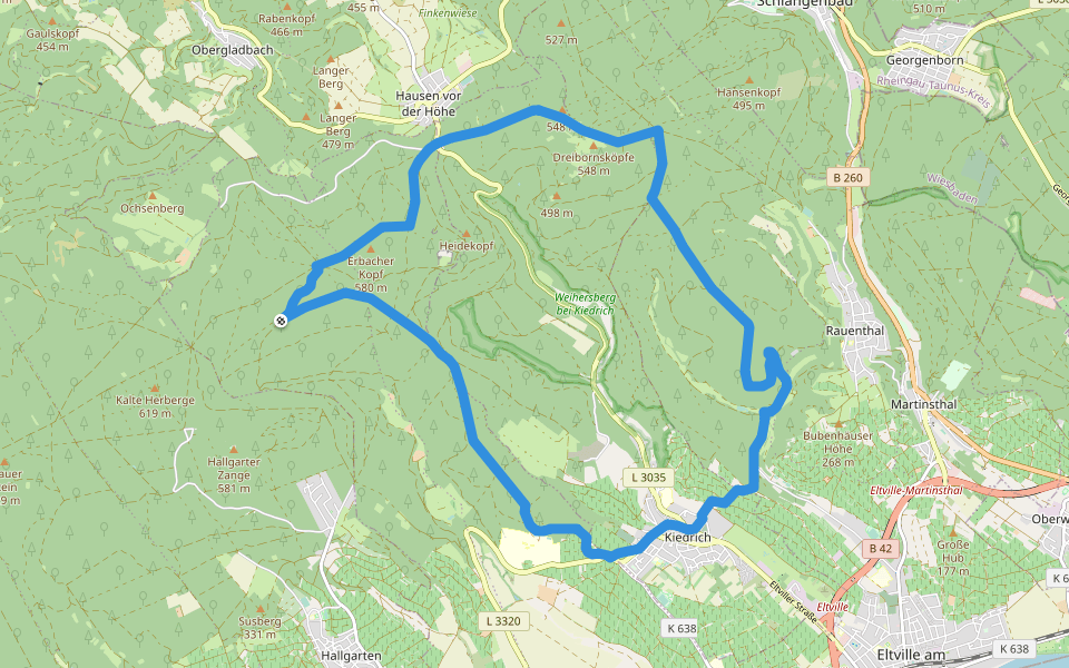 Kiedrich 9 walking route map in Kiedrich