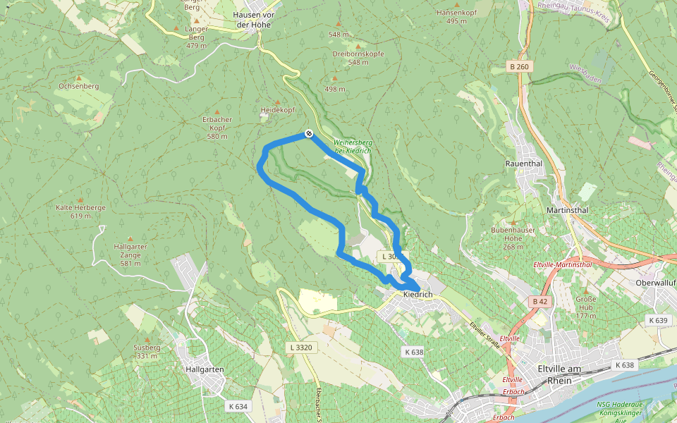 Kiedrich 8 walking route map in Kiedrich