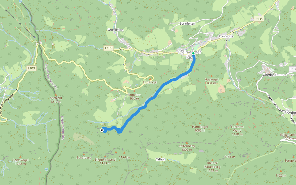 Prein - Höhle walking route map in Preinrotte