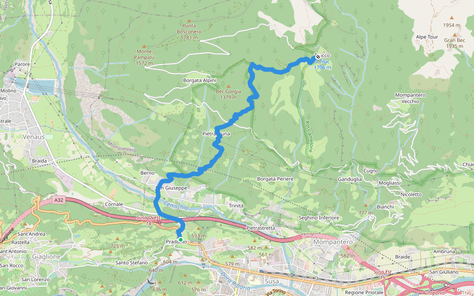 Sentiero Italia - Tappa E29 walking route map in Pradonio