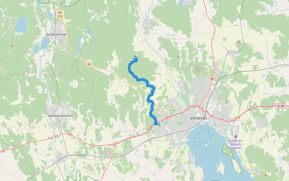 Bruksleden etapp 1b walking route map in Västerås