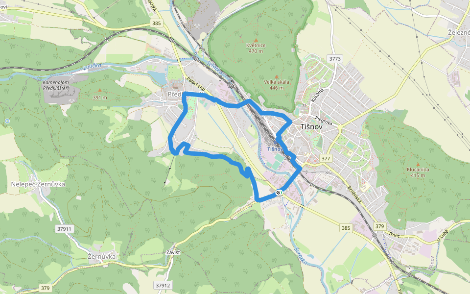 [M] Tišnov - Nad Nelepčí walking route map in Tišnov