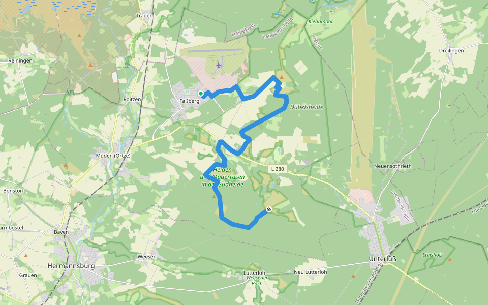 Heidschnuckenweg Etappe 10 walking route map in Faßberg