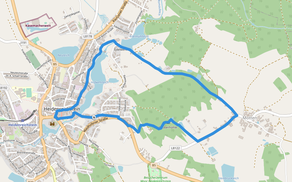 Wanderweg Motten walking route map in Heidenreichstein