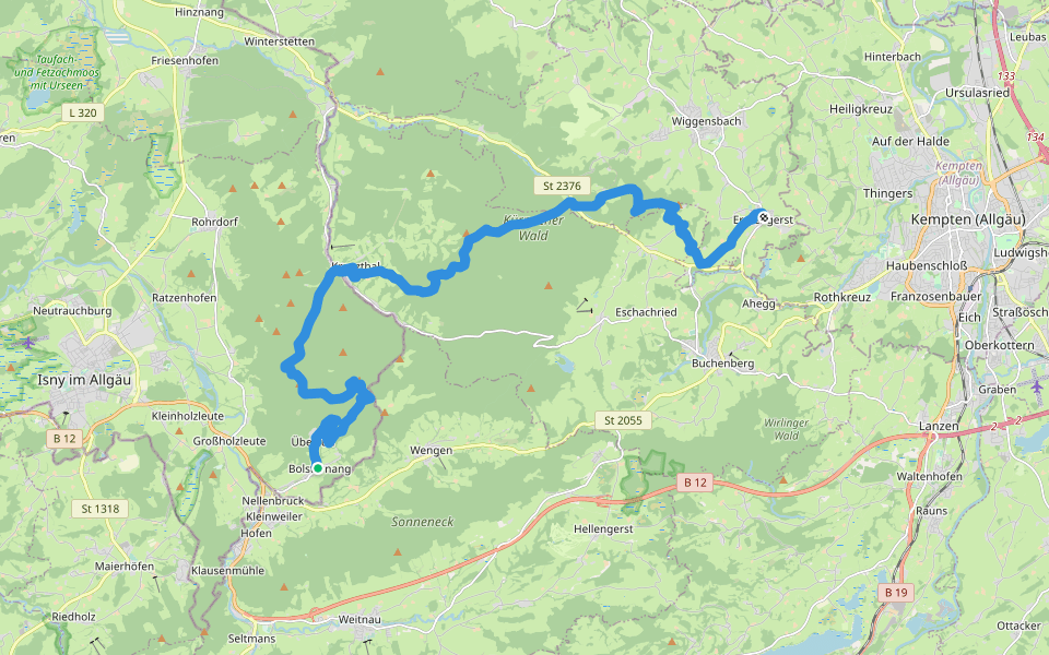 Wandertrilogie Etappe 17 Bolsternang-Ermengerst walking route map in Isny im Allgäu