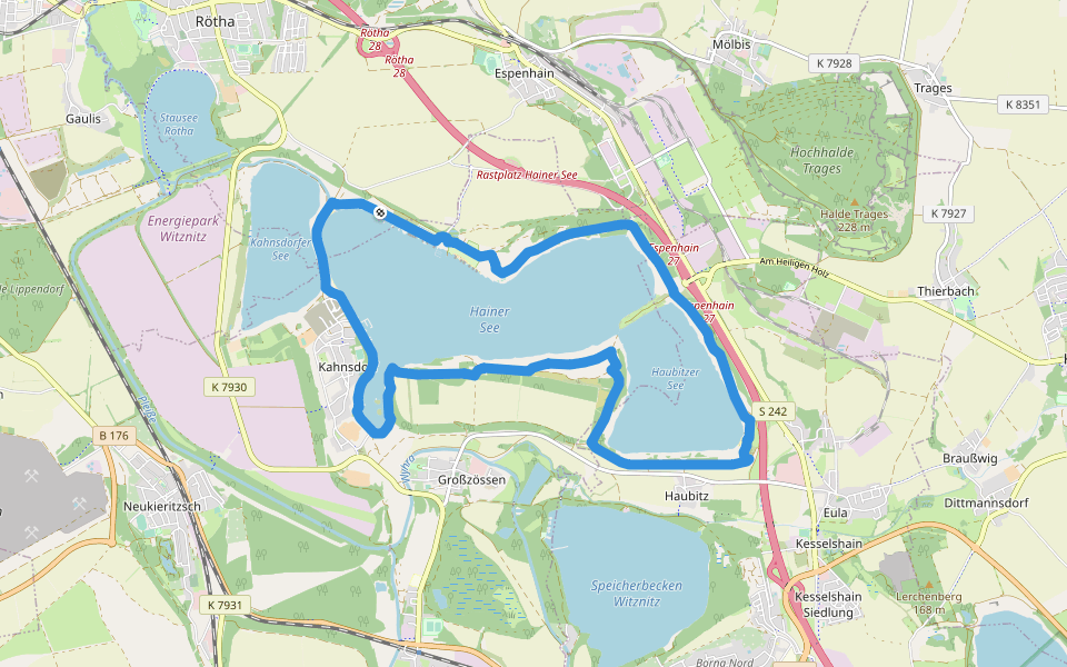 Rundweg Hainer See walking route map in Neukieritzsch