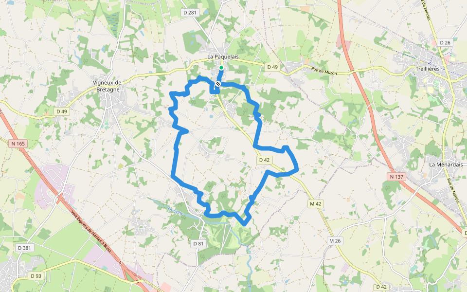 La Boucle de Sévigné walking route map in Vigneux-de-Bretagne