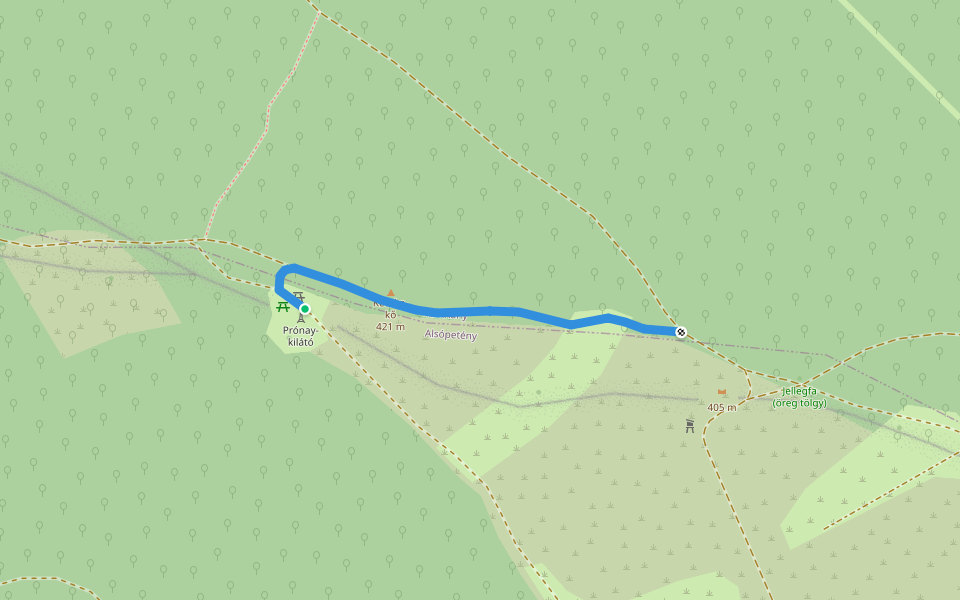 K▲ (Prónay-kilátó) walking route map in Alsópetény