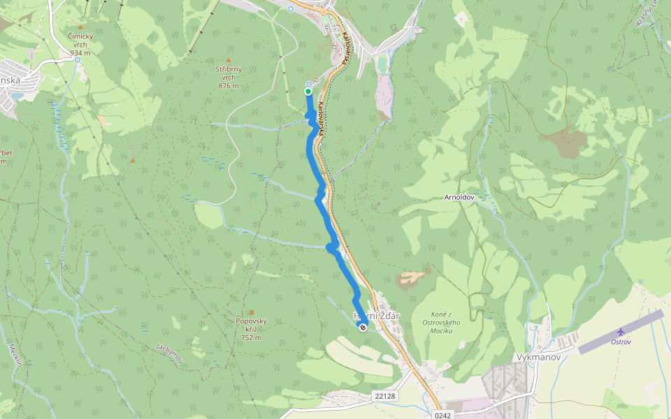 Mlýnská stezka walking route map in Jáchymov
