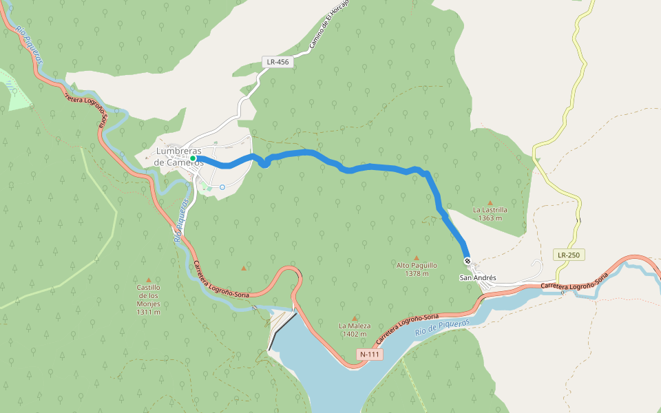 Ruta romana del iregua tramo 5 walking route map in Lumbreras