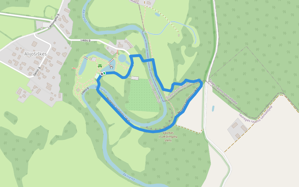 Akmenos pažintinis takas walking route map in Šereitlaukis