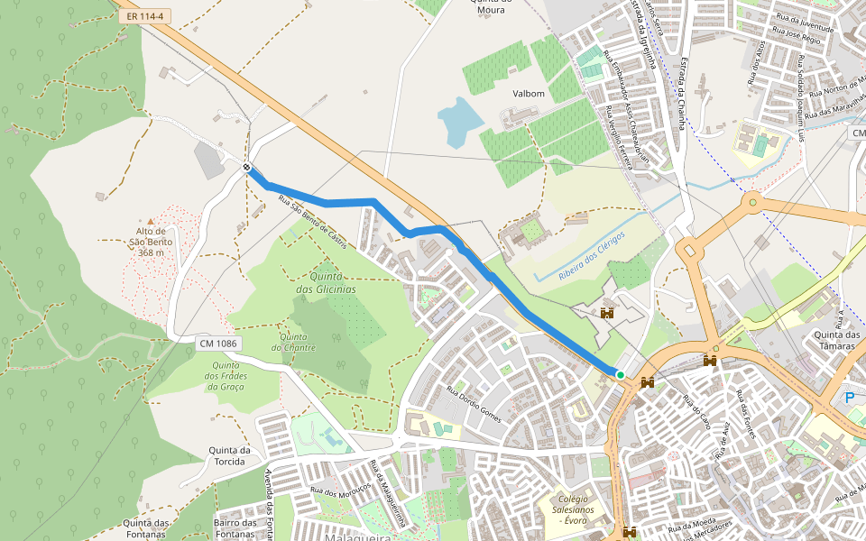 Água da Prata walking route map in Mora