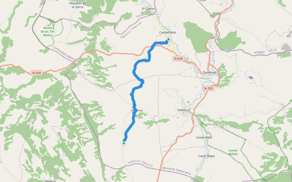 Ruta de Cavanilles walking route map in Negrón