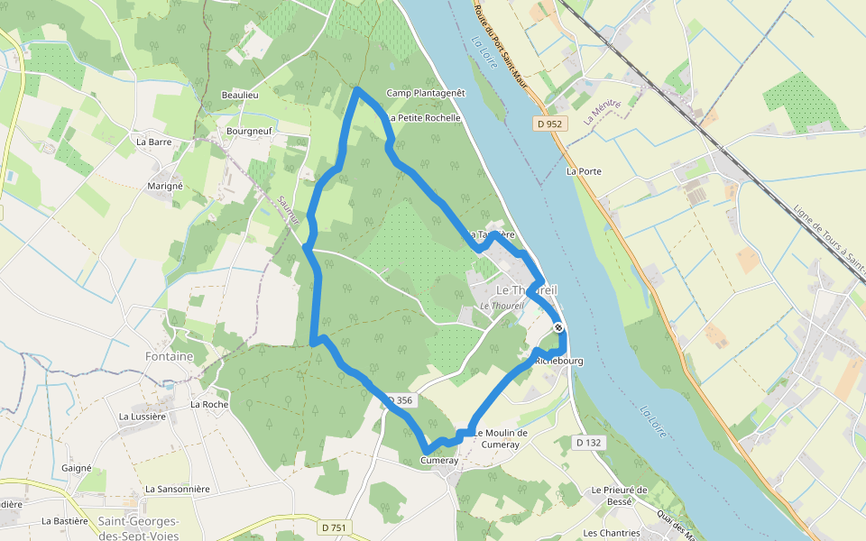De Loire et Forêt walking route map in Gennes-Val-de-Loire