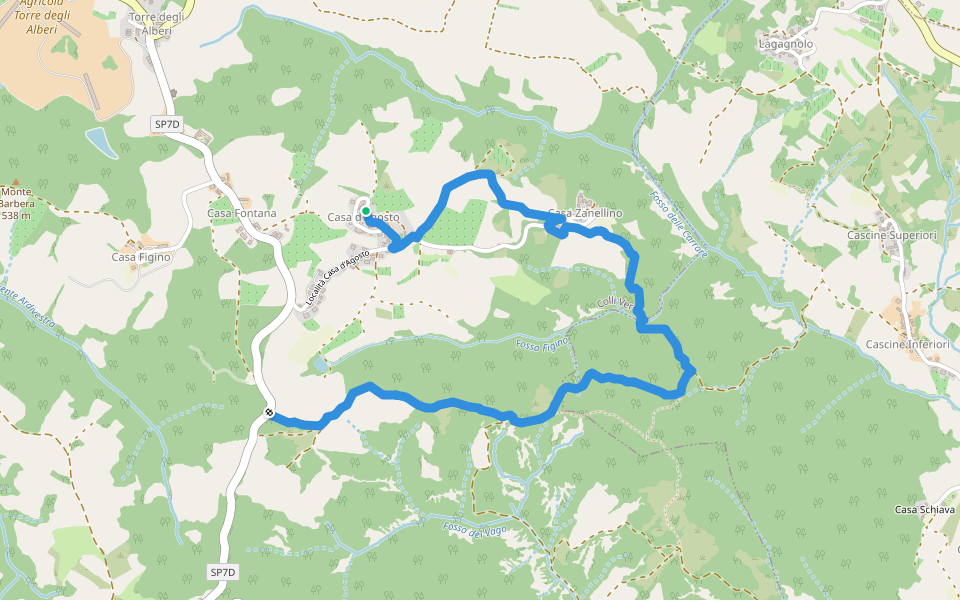 Anello Cà d'Agosto walking route map in Casa d'Agosto