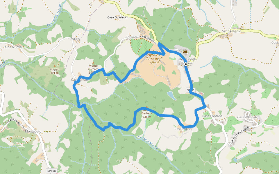 Anello Monte Barbera walking route map in Torre degli Alberi