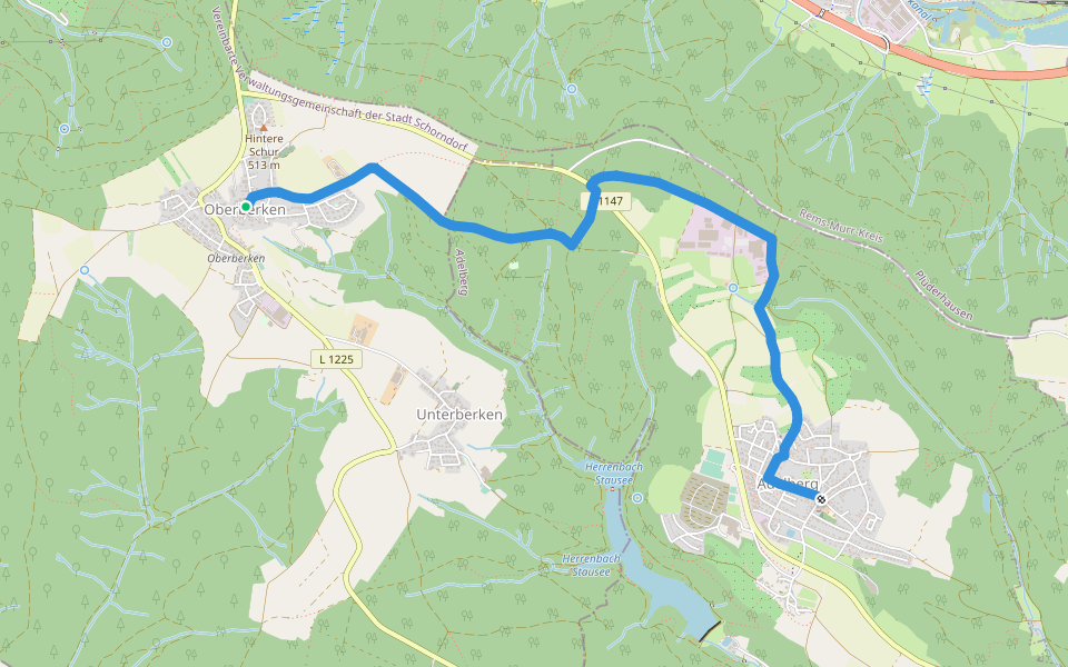 Oberberken - Adelberg walking route map in Schorndorf