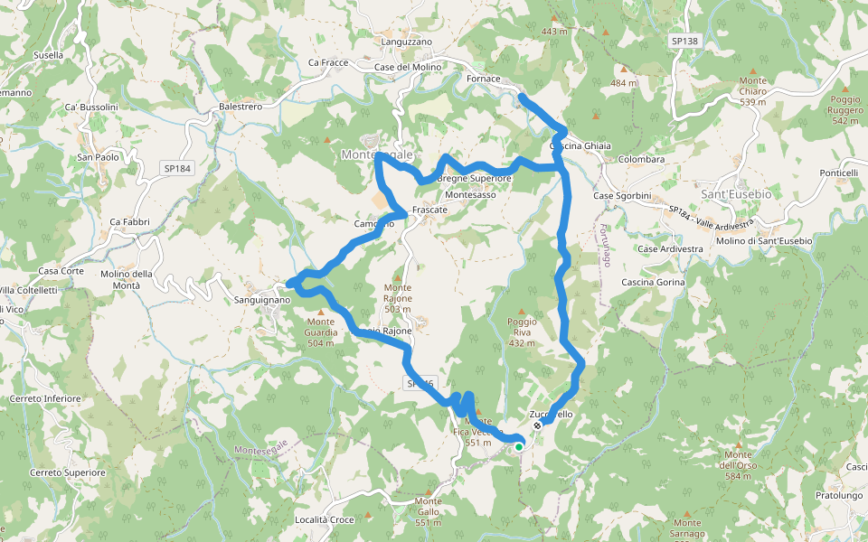 Anello Fornace Sud walking route map in Zuccarello