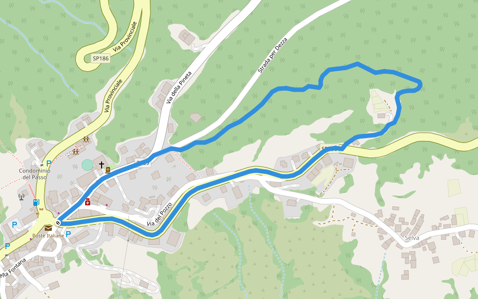 Anello della Pinetina walking route map in Brallo