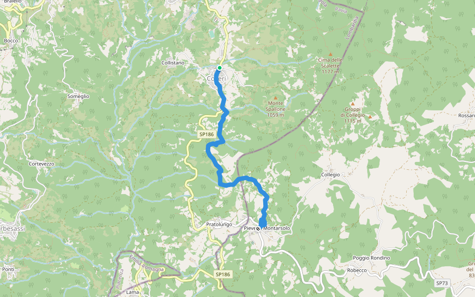 Sentiero del Mugnaio walking route map in Colleri