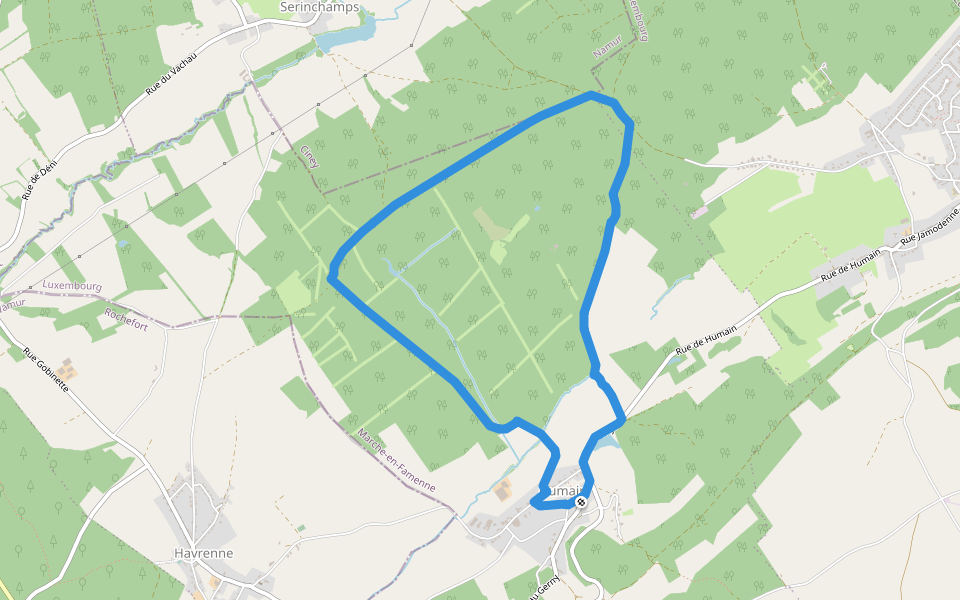 13. Promenade Daphnée walking route map in Marche-en-Famenne