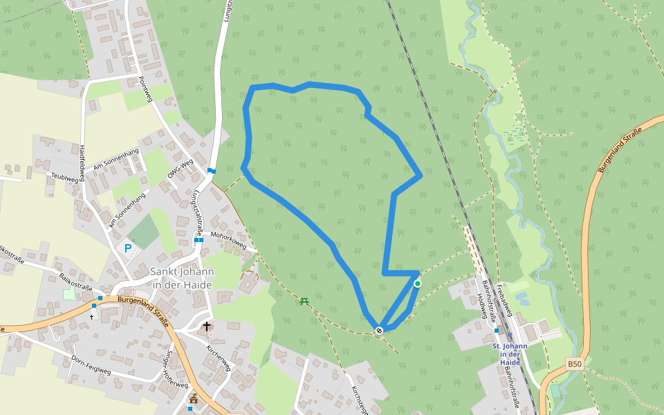 Donau Fitnessparcour St. Johann walking route map in Sankt Johann in der Haide