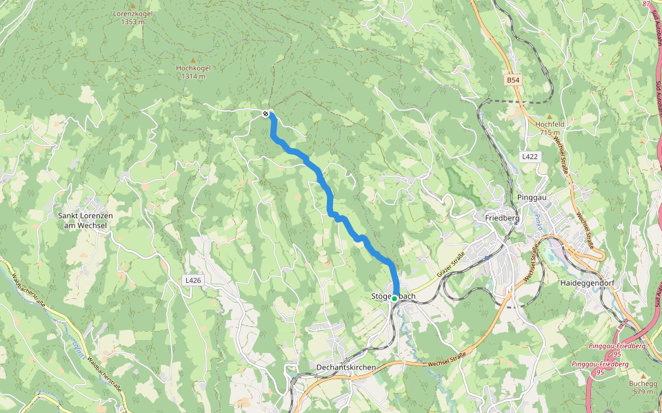 Stögersbach - Hilmtor walking route map in Stögersbach