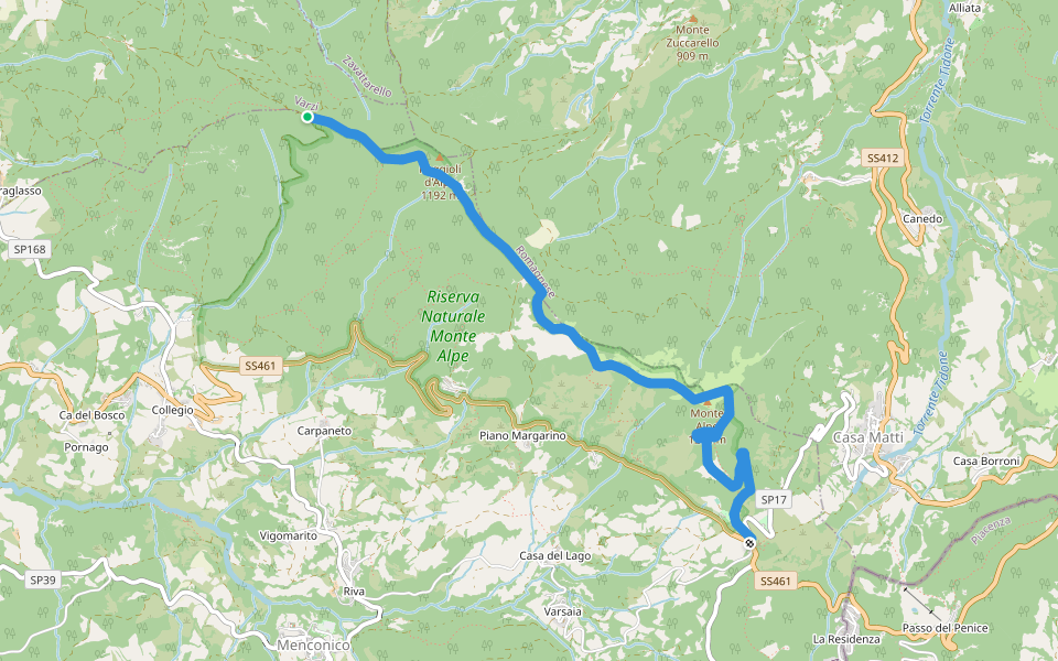 Sentiero A1 di Monte Alpe walking route map in Collegio
