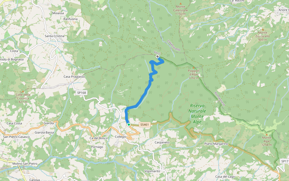 Sentiero A8 di Monte Alpe walking route map in Collegio