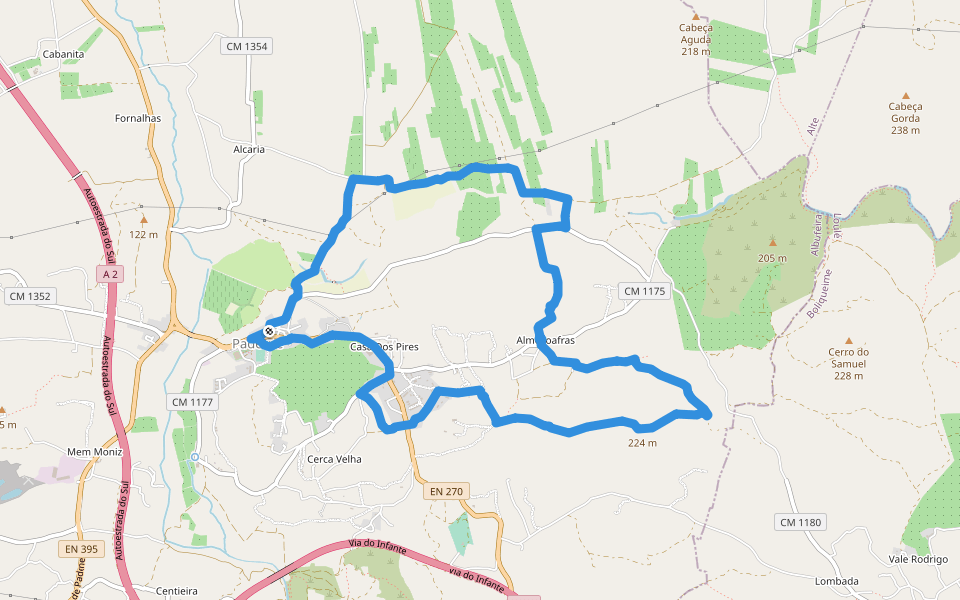 Percurso do Cerro Grande walking route map in Paderne