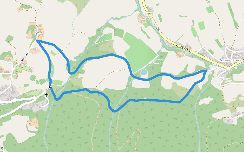 Anello Poggio Ferrato-Molino Cassano walking route map in Poggio Ferrato