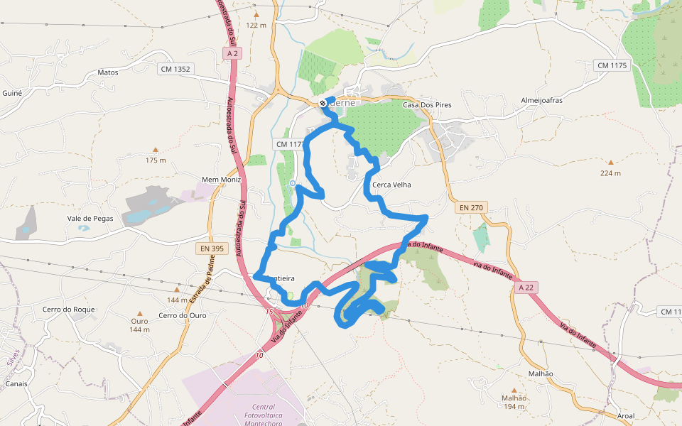 Percurso do Castelo walking route map in Paderne