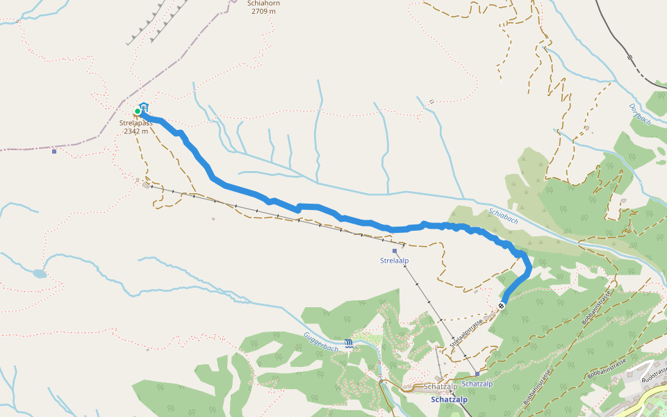 Strelaalp - Strelapass walking route map in Davos Platz