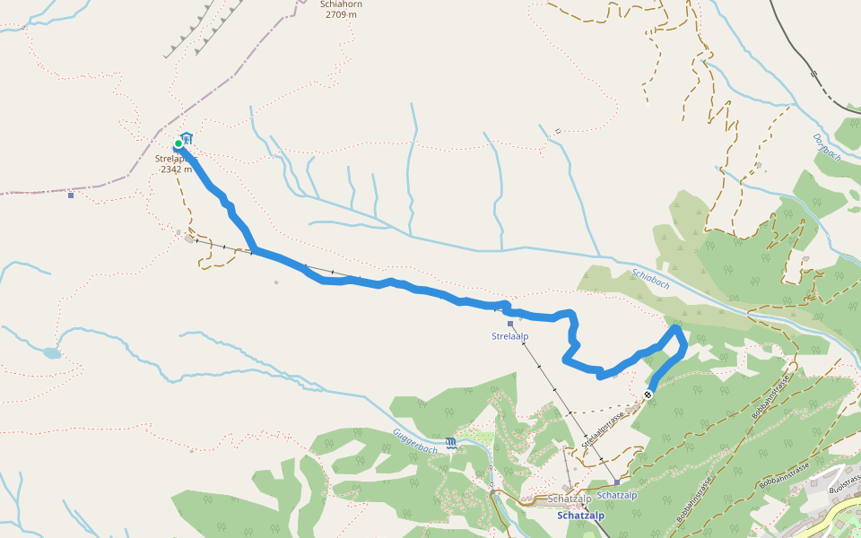 Strelaalp - Strelapass walking route map in Davos Platz