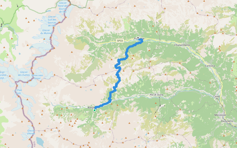 Sentiero Italia - Tappa E33 walking route map in Balme