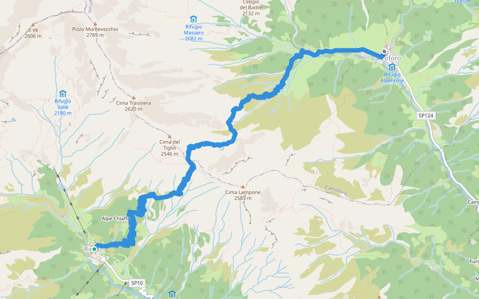 Sentiero Italia - Tappa E48 walking route map in Rima