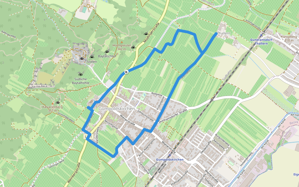 Freigut Thallern Runde bei Gumpoldskirchen walking route map in Gumpoldskirchen