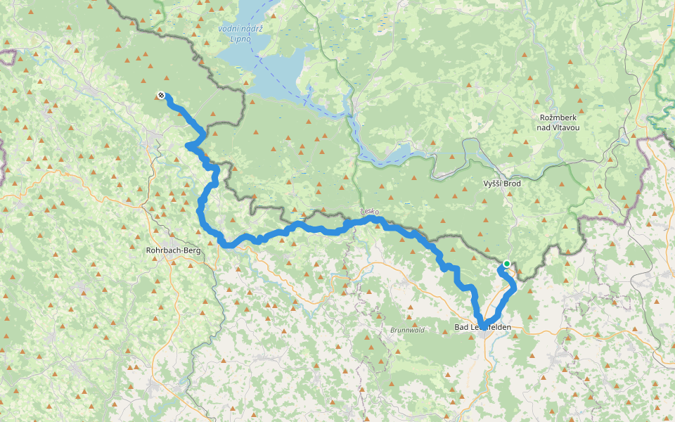 Europäischer Fernwanderweg E10 (CZ-Grenze bis Bärenstein) walking route map in Weigetschlag