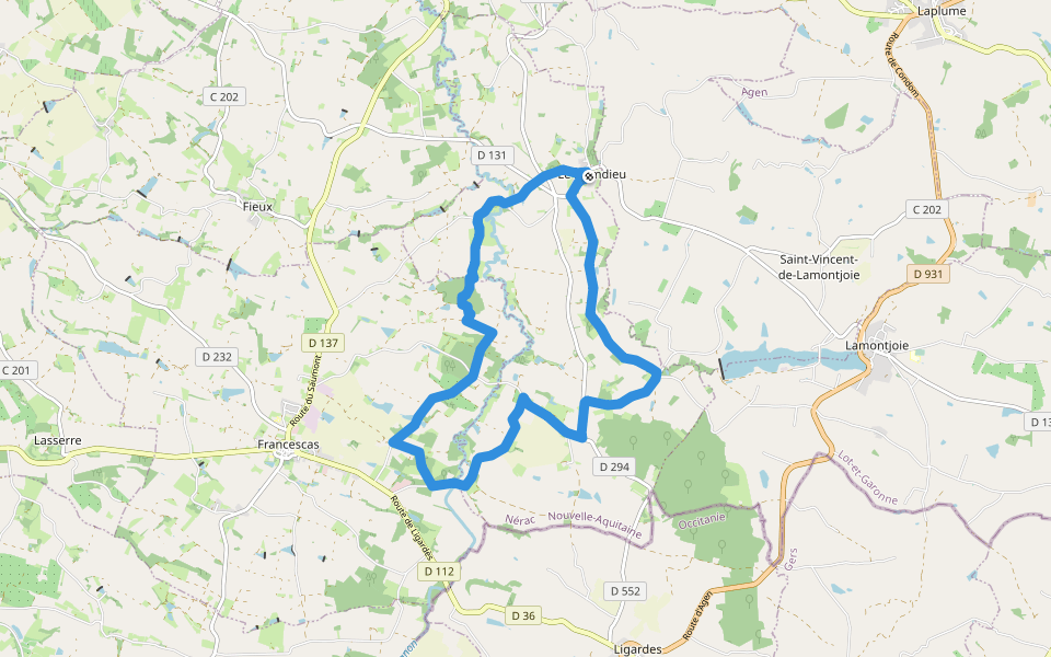Le Nomdieu, à la découverte des cadrans solaires 13.9 km walking route map in Nomdieu