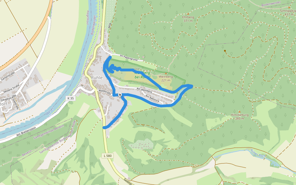 Auf den Weinberg zum Herzog Wilhelm walking route map in Bodenwerder