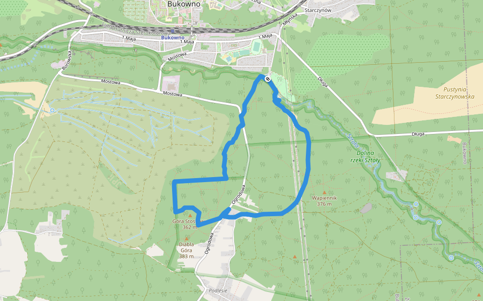 Szlak Diablej Góry walking route map in Bukowno