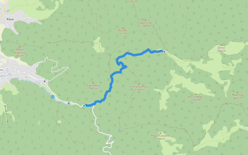Covasna - Valea Chetagului - Poiana Iacob walking route map in Covasna