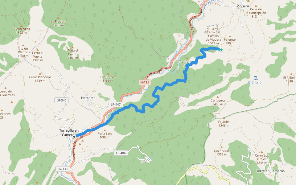 Vía Romana del Iregua Tramo I walking route map in Viguera