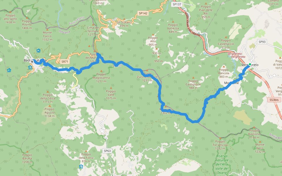 Sentiero Italia - Tappa L04N walking route map in Verghereto