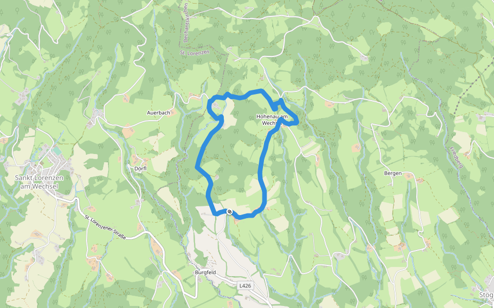 Höttling Rundwanderweg walking route map in Burgfeld