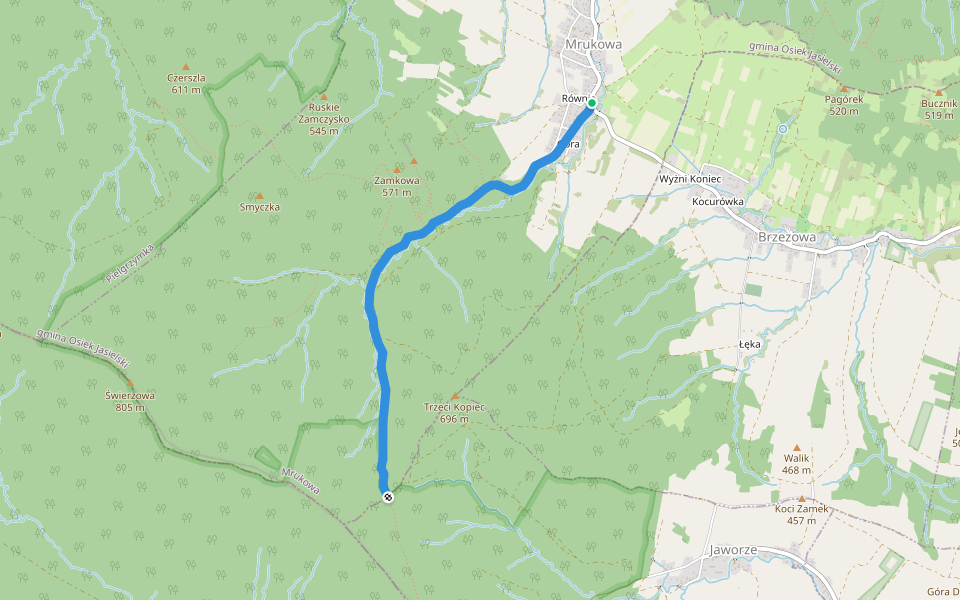 Pod Trzema Kopcami - Mrukowa walking route map in Mrukowa