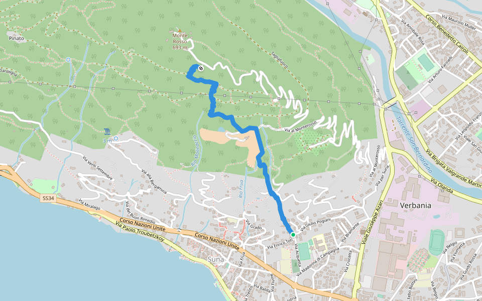 P01b - Suna - Chiesetta Pellegrino walking route map in Verbania