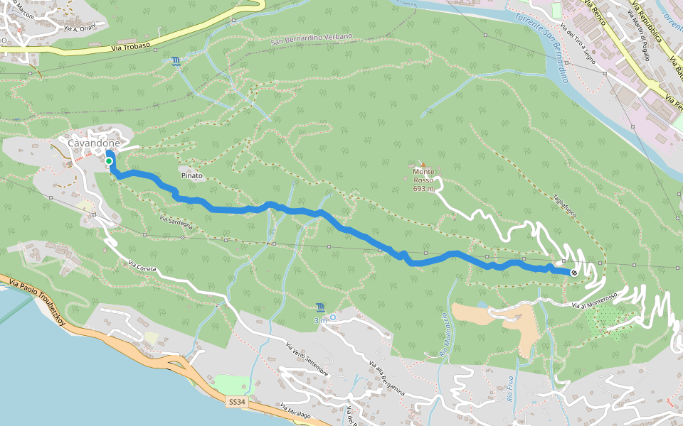 P01d - Cavandone - bivio Via al Monterosso walking route map in Cavandone
