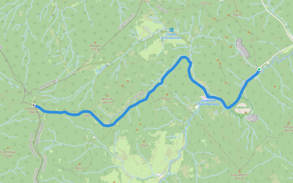 Ścieżka przyrodnicza na Chryszczatą walking route map in Rabe