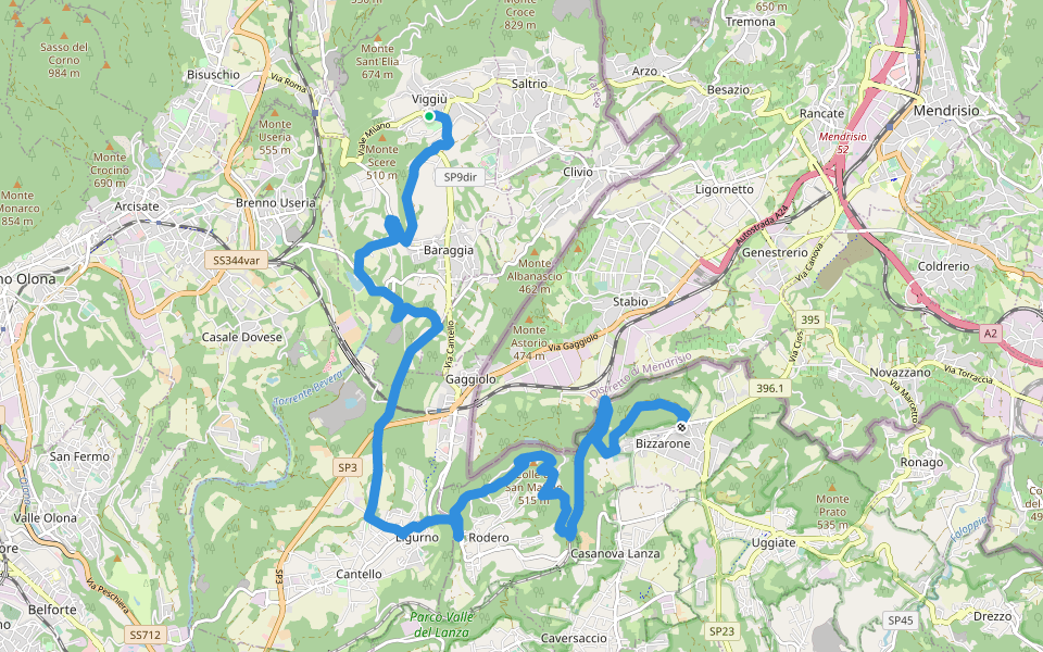 Sentiero Italia - Tappa D08 walking route map in Viggiù